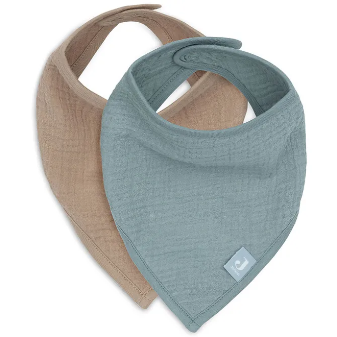 Jollein Lot de 2 Bavoirs Bandana Gaze de Coton - Sea Green & Biscuit
