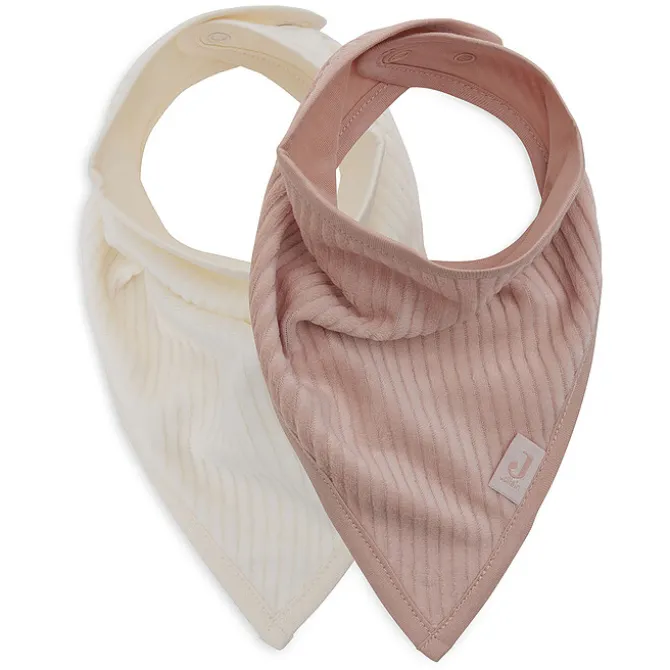 Jollein Lot de 2 Bavoirs Bandana Velvet Rib - Wild Rose & Ivory