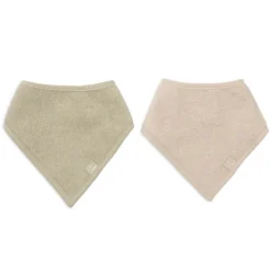 Jollein Lot de 2 Bavoirs Bandana - Soft Matcha & Sand