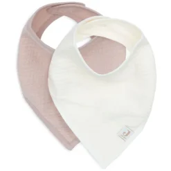 Jollein Lot de 2 Bavoirs Bandana Gaze de Coton - Wild Rose & Oatmeal