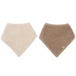 Jollein Lot de 2 Bavoirs Bandana - Milky Coffee & Sand
