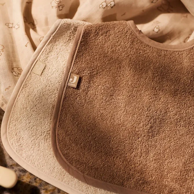 Jollein Lot de 2 Bavoirs Eponge - Milky Coffee & Sand