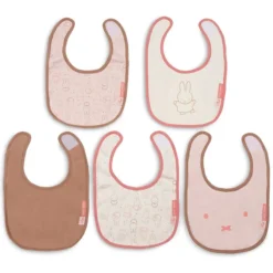 Jollein Lot de 5 Bavoirs Imperméables Miffy Moments - Silk Rose
