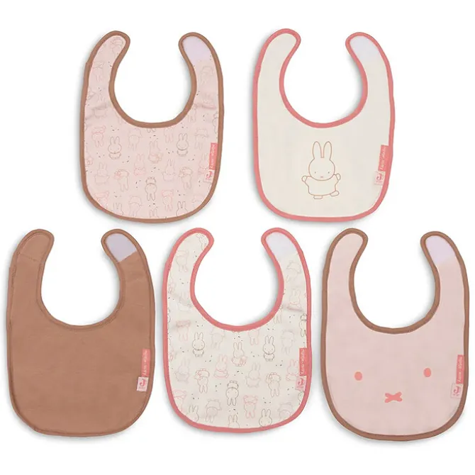 Jollein Lot de 5 Bavoirs Imperméables Miffy Moments - Silk Rose