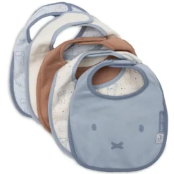 Jollein Lot de 5 Bavoirs Imperméables Miffy Moments - Cloudy Blue