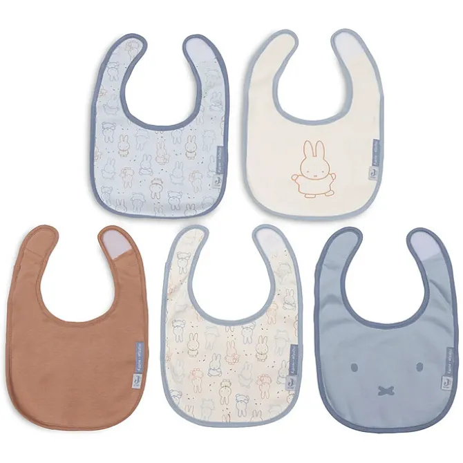 Jollein Lot de 5 Bavoirs Imperméables Miffy Moments - Cloudy Blue