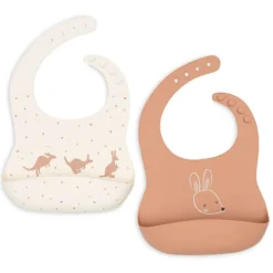 Jollein Lot de 2 Bavoirs Silicone - Kangaroots