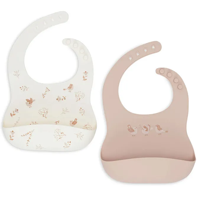 Jollein Lot de 2 Bavoirs Silicone - Lovely Birds