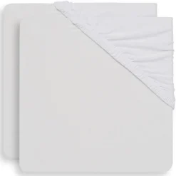 Jollein Lot de 2 Draps Housse Berceau et Cododo Jersey White 40-50 x 80-90 cm