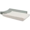 Jollein Lot de 2 Housses de Matelas à Langer - Sea Green & Ivory