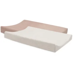 Jollein Lot de 2 Housses de Matelas à Langer - Wild Rose & Ivory