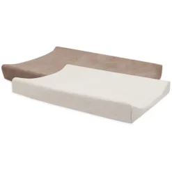 Jollein Lot de 2 Housses de Matelas à Langer - Milky Coffee & Ivory