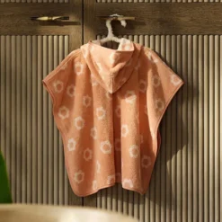 Jollein Poncho de Bain Eponge Jacquard Réversible - Flower Blush