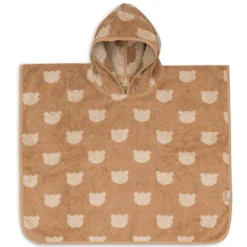 Jollein Poncho de Bain Eponge Jacquard Réversible - Teddy Bear Biscuit
