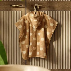 Jollein Poncho de Bain Eponge Jacquard Réversible - Teddy Bear Biscuit