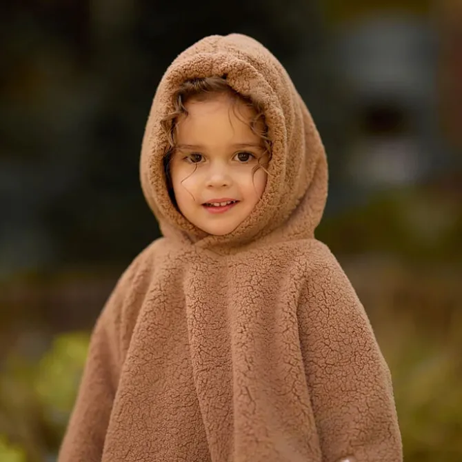 Jollein Poncho Teddy Fleece Curlé - Dark Hazel