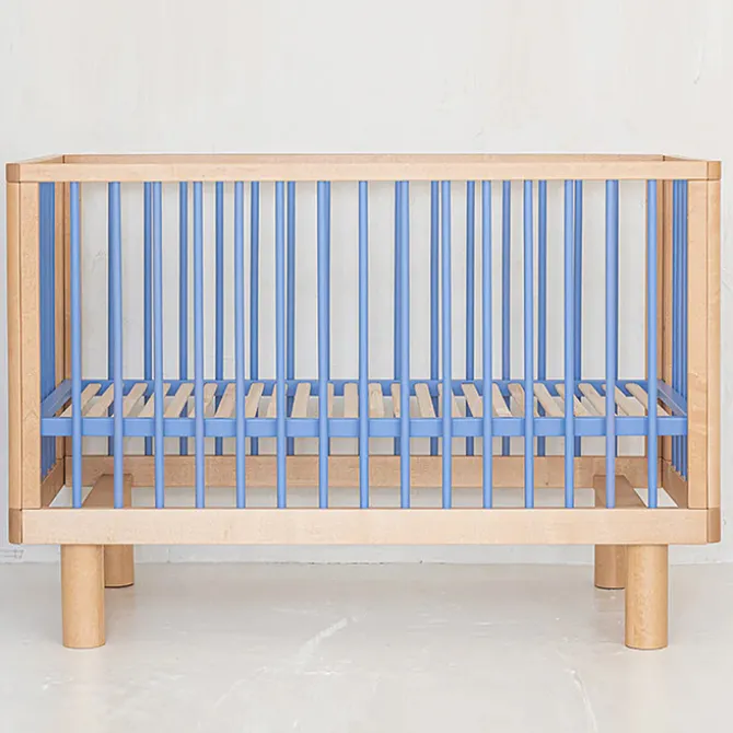 Karl & Fric Lit Bébé Evolutif Nox Bois Naturel et Bleu - 60 x 120 cm