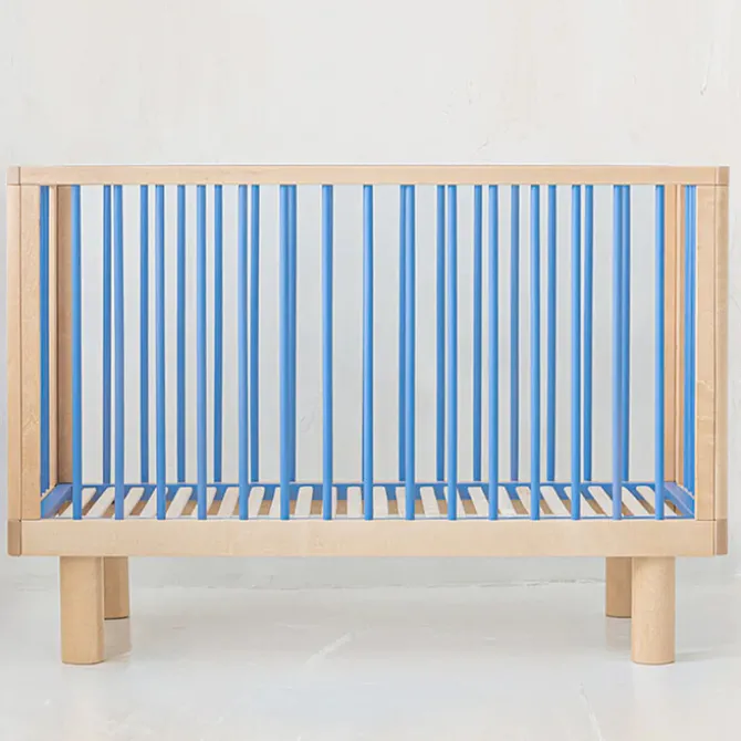 Karl & Fric Lit Bébé Evolutif Nox Bois Naturel et Bleu - 60 x 120 cm