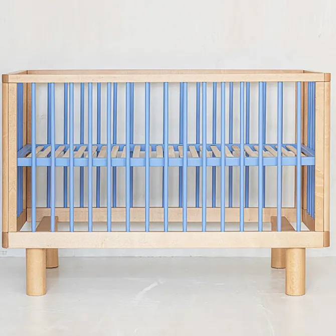 Karl & Fric Lit Bébé Evolutif Nox Bois Naturel et Bleu - 60 x 120 cm