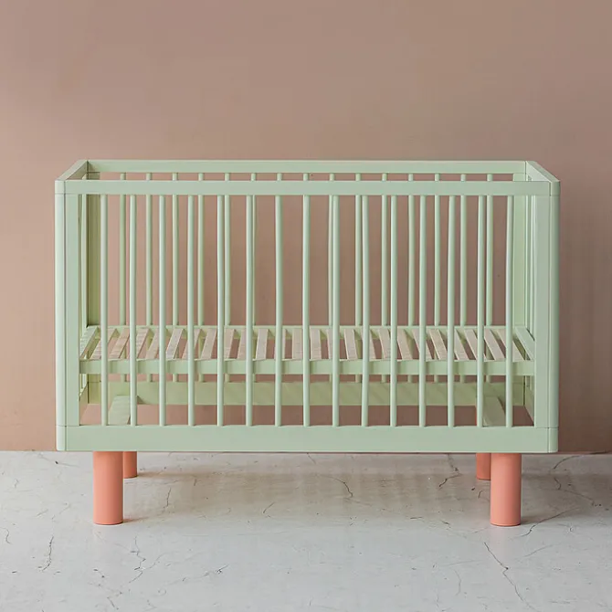 Karl & Fric Lit Bébé Evolutif Nox Pistache et Rose - 60 x 120 cm