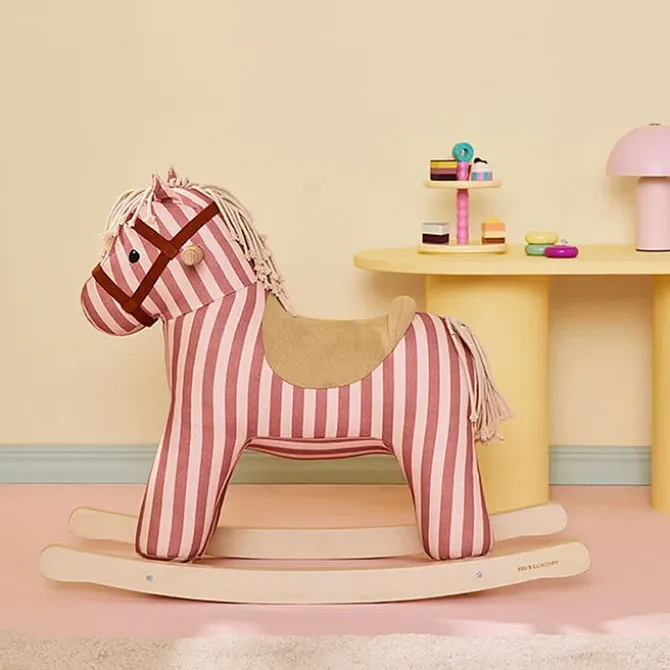Kid's Concept Cheval à Bascule Mila - Rayé Vieux Rose