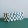 Kid's Concept Pouf Banc de Rangement - Carreaux Damiers Bleu