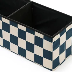 Kid's Concept Pouf Banc de Rangement - Carreaux Damiers Bleu