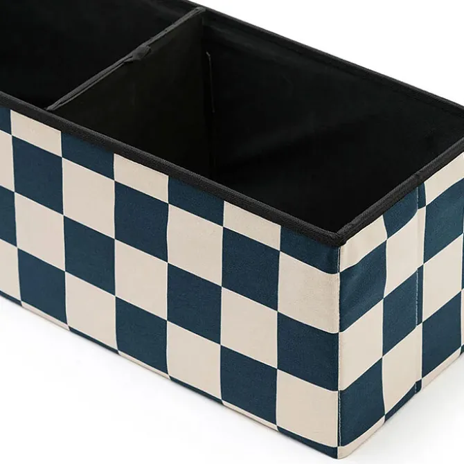 Kid's Concept Pouf Banc de Rangement - Carreaux Damiers Bleu