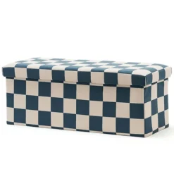 Kid's Concept Pouf Banc de Rangement - Carreaux Damiers Bleu