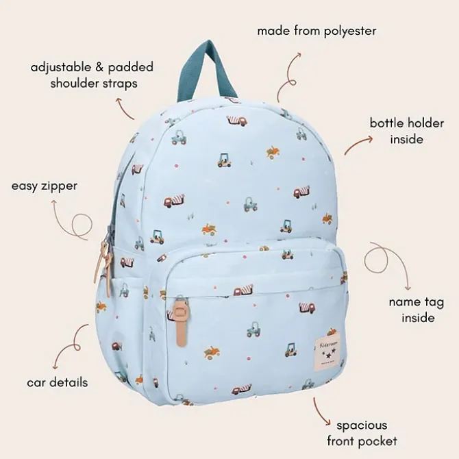 Kidzroom Sac à Dos Little Story - Véhicules Bleu