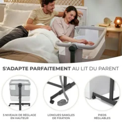 Kinderkraft Lit Bébé NESTE UP - Gris