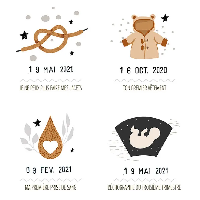 Les Petites Dates Affiche En T'attendant Maman et Papa Peaux Claires - 50 x 40 cm