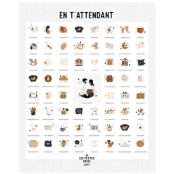 Les Petites Dates Affiche En T'attendant Maman et Papa Peaux Foncées - 50 x 40 cm