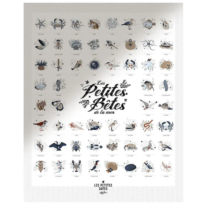 Les Petites Dates Affiche Les Petites Bêtes de la Mer - 50 x 40 cm