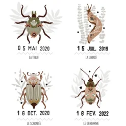 Les Petites Dates Affiche Les Petites Bêtes du Jardin - 50 x 40 cm