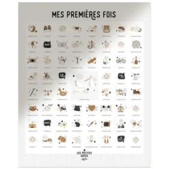 Les Petites Dates Affiche Mes Premières Fois Maman et Papa Peaux Claires - 50 x 40 cm