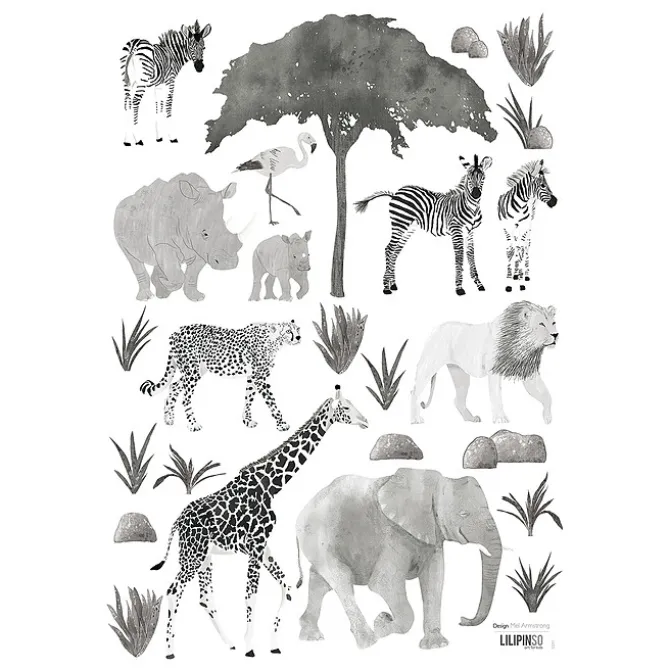 Lilipinso Planche de Stickers Serengeti - Animaux Sauvages