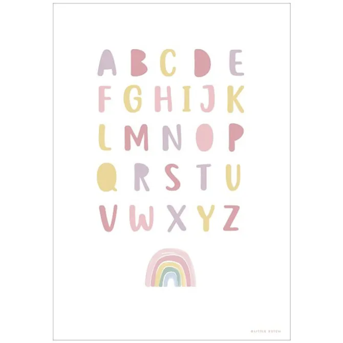 Little Dutch Affiche Réversible Alphabet et Arc-en-ciel Rose - 42 x 32 cm