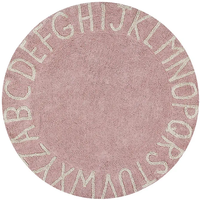 Lorena Canals Tapis Lavable ABC Rose et Blanc - Ø 150 cm