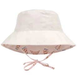 LÄSSIG Chapeau Anti-UV Réversible Ice Cream Rose Pâle - 7/12 Mois