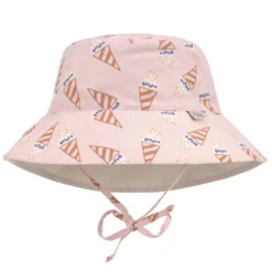 LÄSSIG Chapeau Anti-UV Réversible Ice Cream Rose Pâle - 3/6 Mois