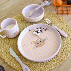 LÄSSIG Coffret Repas 3 Pièces en Porcelaine Tiny Team - Chat