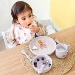 LÄSSIG Coffret Repas 3 Pièces en Porcelaine Tiny Team - Chat