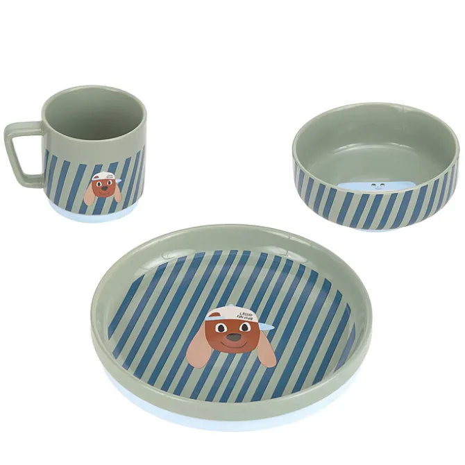 LÄSSIG Coffret Repas 3 Pièces en Porcelaine Tiny Team - Chien