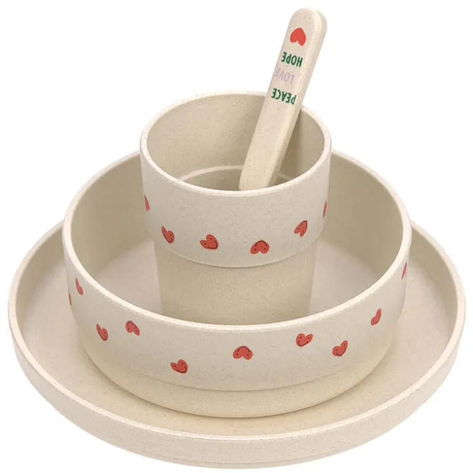 LÄSSIG Coffret Repas 4 Pièces Happy Rascals - Coeur