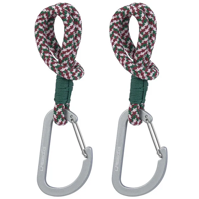 LÄSSIG Lot de 2 Attaches Poussette avec Mousqueton - Vert