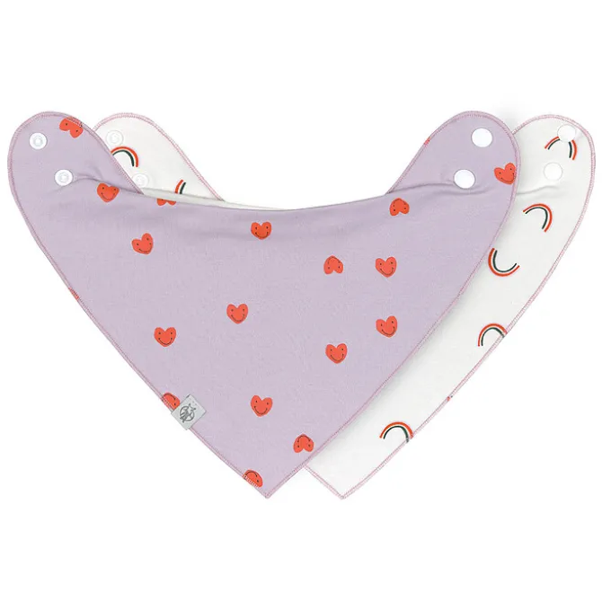 LÄSSIG Lot de 2 Bavoirs Bandana Happy Rascals Coeur - 0/24 Mois