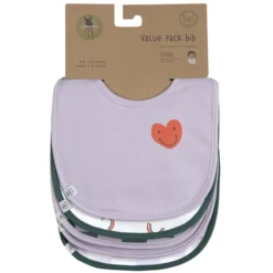 LÄSSIG Lot de 5 Bavoirs Eponge Happy Rascals Coeur - 3/18 Mois