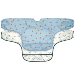 LÄSSIG Lot de 2 Bavoirs à Manches Longues Happy Rascals Bleu - 6/24 Mois