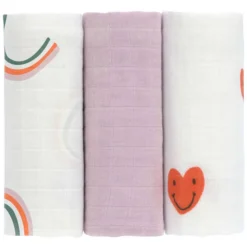 LÄSSIG Lot de 3 Langes Happy Rascals - Coeur Lavande
